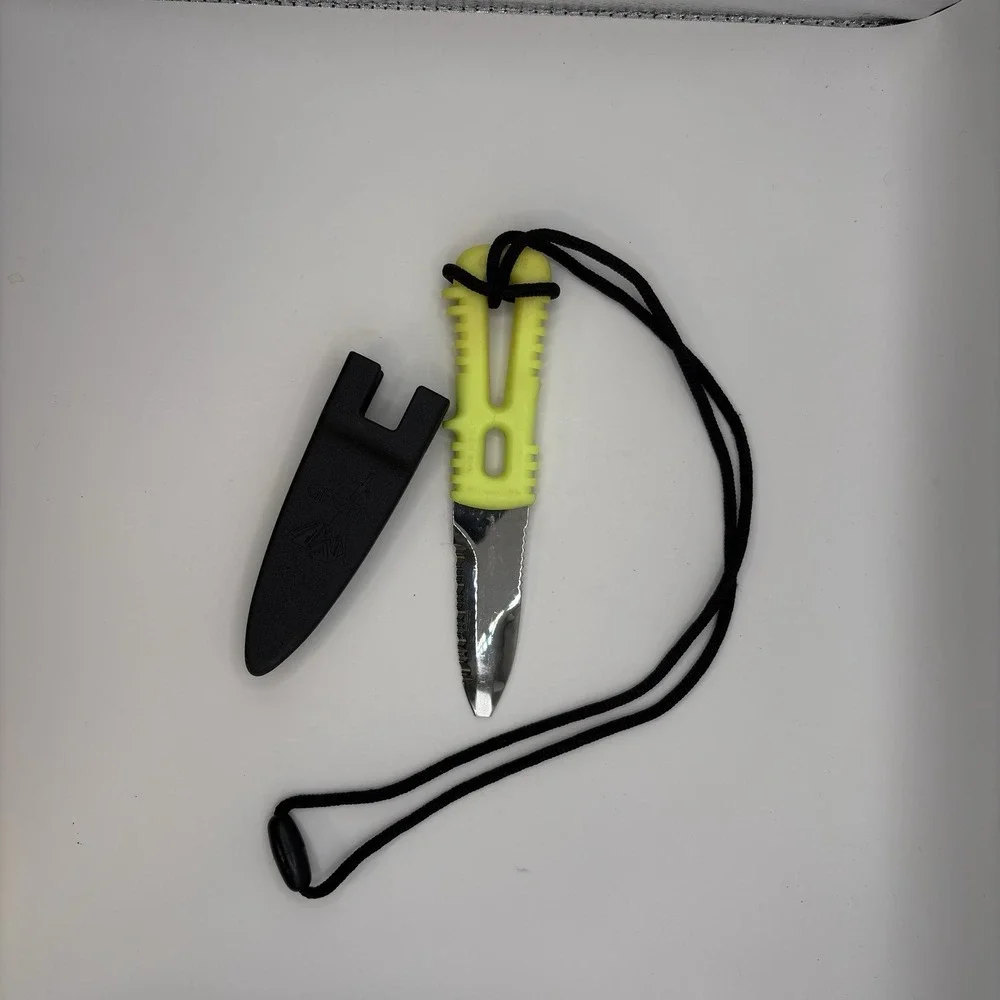 RARE Vintage Gerber River Shorty Fluorescent yellow Blunt Tip SCUBA KAYAK Italy